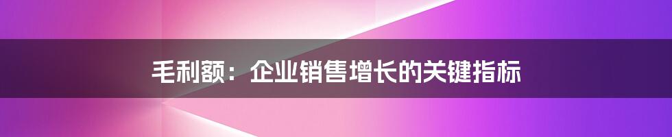 毛利额：企业销售增长的关键指标