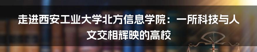 走进西安工业大学北方信息学院：一所科技与人文交相辉映的高校