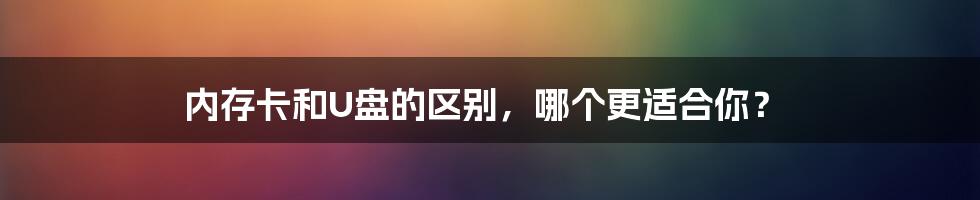 内存卡和U盘的区别，哪个更适合你？