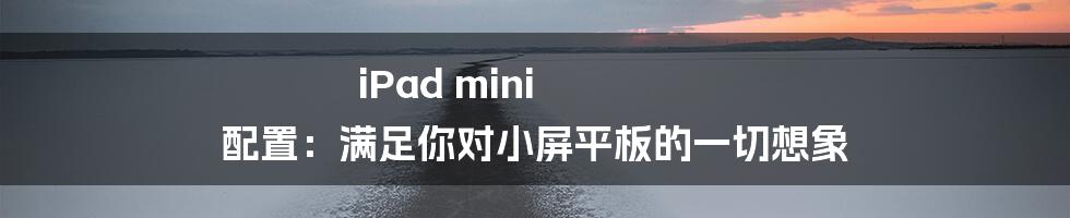 iPad mini 配置：满足你对小屏平板的一切想象