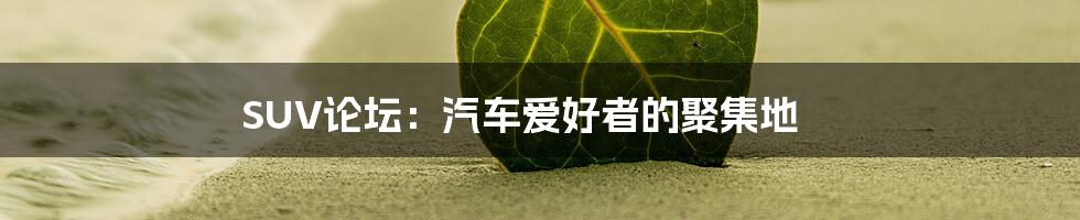 SUV论坛：汽车爱好者的聚集地