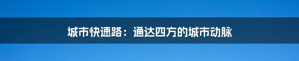 城市快速路：通达四方的城市动脉