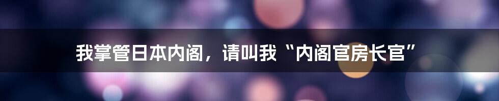 我掌管日本内阁，请叫我“内阁官房长官”