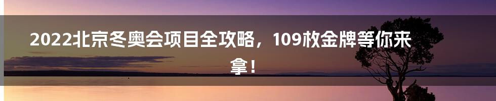 2022北京冬奥会项目全攻略，109枚金牌等你来拿！