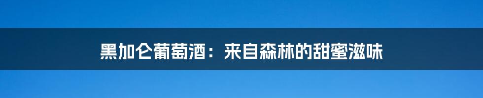 黑加仑葡萄酒：来自森林的甜蜜滋味