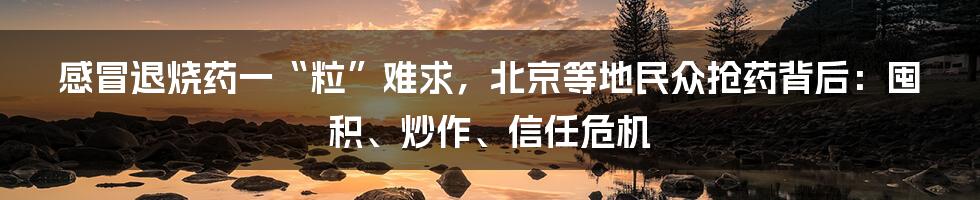 感冒退烧药一“粒”难求，北京等地民众抢药背后：囤积、炒作、信任危机