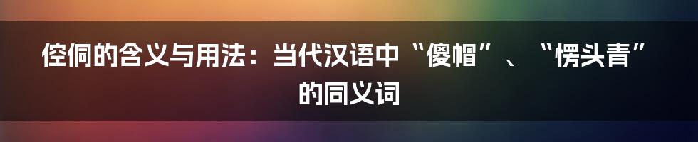 倥侗的含义与用法：当代汉语中“傻帽”、“愣头青”的同义词