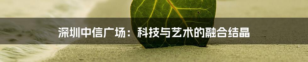 深圳中信广场：科技与艺术的融合结晶