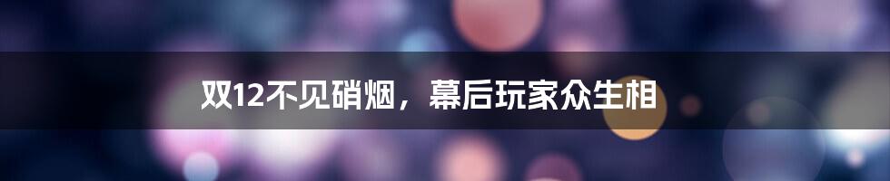 双12不见硝烟，幕后玩家众生相