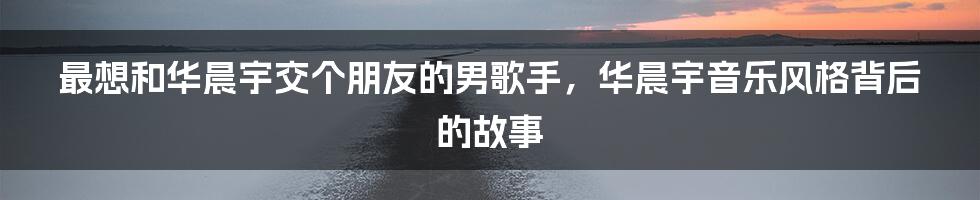 最想和华晨宇交个朋友的男歌手，华晨宇音乐风格背后的故事