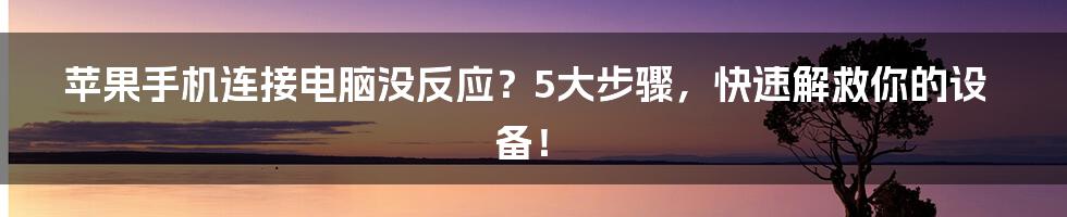 苹果手机连接电脑没反应？5大步骤，快速解救你的设备！