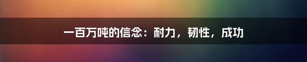 一百万吨的信念：耐力，韧性，成功