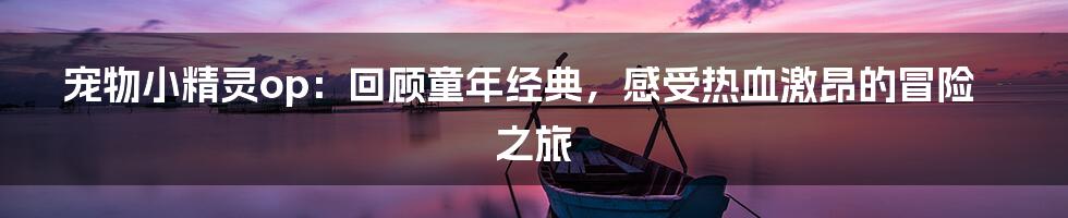 宠物小精灵op：回顾童年经典，感受热血激昂的冒险之旅