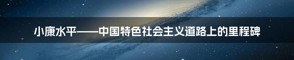 小康水平——中国特色社会主义道路上的里程碑