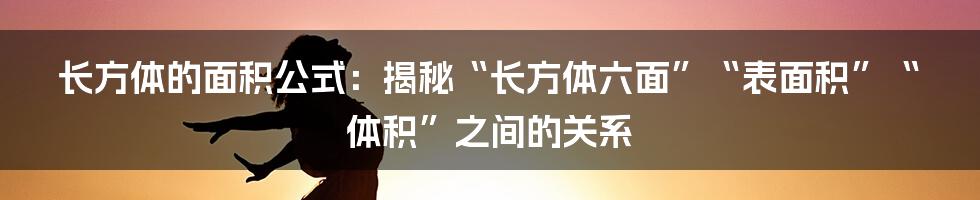 长方体的面积公式：揭秘“长方体六面”“表面积”“体积”之间的关系