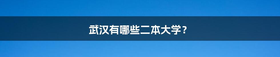 武汉有哪些二本大学？