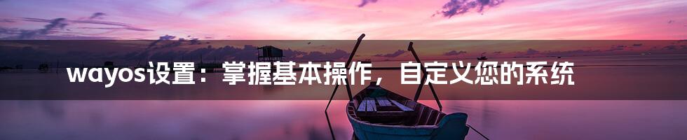 wayos设置：掌握基本操作，自定义您的系统