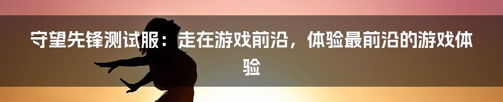 守望先锋测试服：走在游戏前沿，体验最前沿的游戏体验