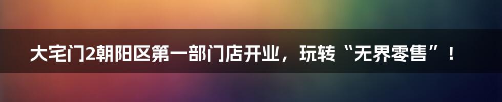 大宅门2朝阳区第一部门店开业，玩转“无界零售”！