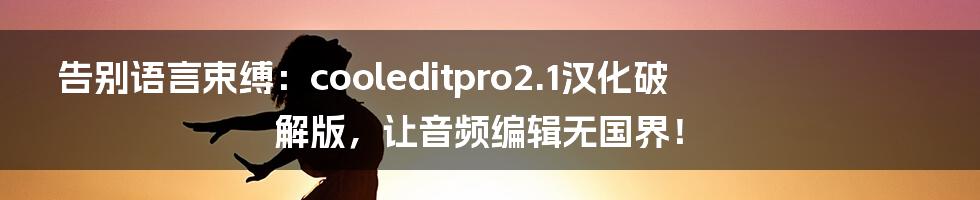 告别语言束缚：cooleditpro2.1汉化破解版，让音频编辑无国界！