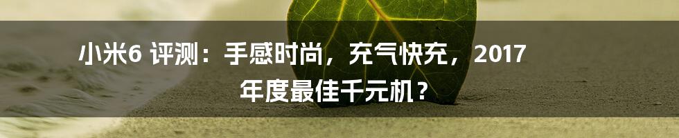 小米6 评测：手感时尚，充气快充，2017 年度最佳千元机？