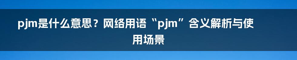 pjm是什么意思？网络用语“pjm”含义解析与使用场景