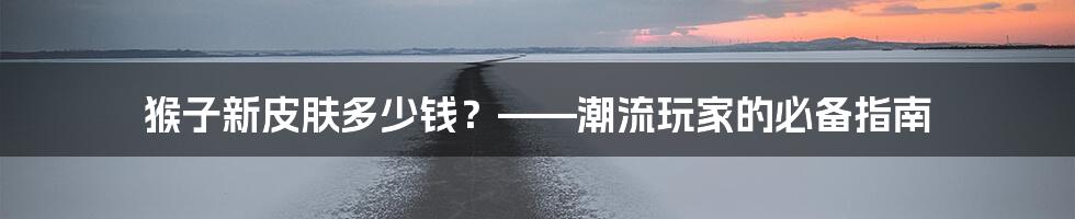 猴子新皮肤多少钱？——潮流玩家的必备指南