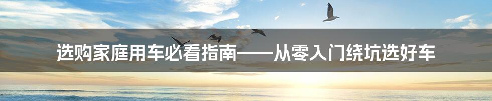 选购家庭用车必看指南——从零入门绕坑选好车