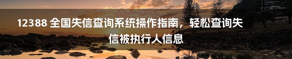 12388 全国失信查询系统操作指南，轻松查询失信被执行人信息