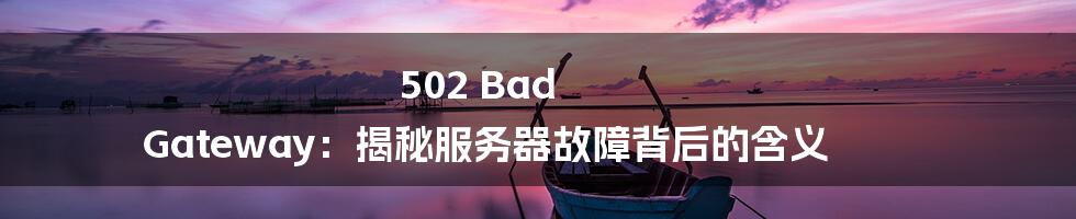 502 Bad Gateway：揭秘服务器故障背后的含义