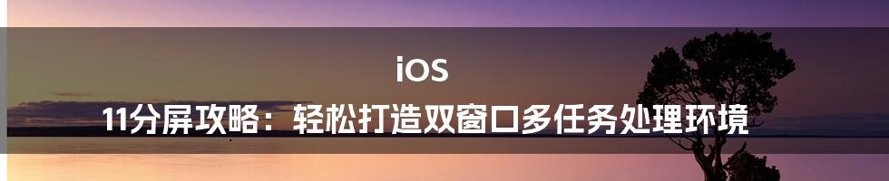 iOS 11分屏攻略：轻松打造双窗口多任务处理环境