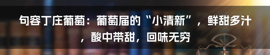 句容丁庄葡萄：葡萄届的“小清新”，鲜甜多汁，酸中带甜，回味无穷