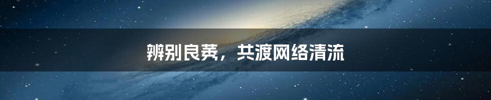 辨别良莠，共渡网络清流