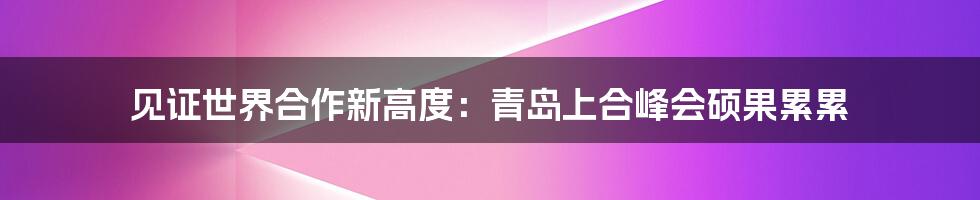 见证世界合作新高度：青岛上合峰会硕果累累