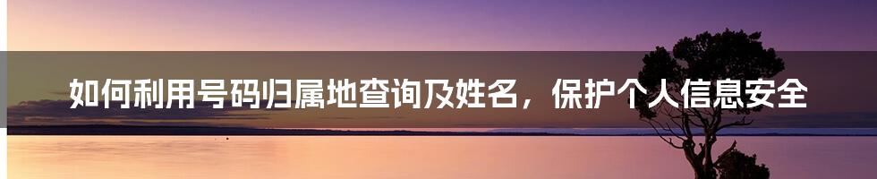 如何利用号码归属地查询及姓名，保护个人信息安全