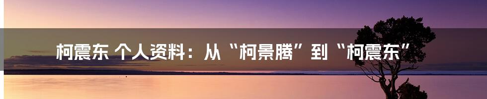 柯震东 个人资料：从“柯景腾”到“柯震东”