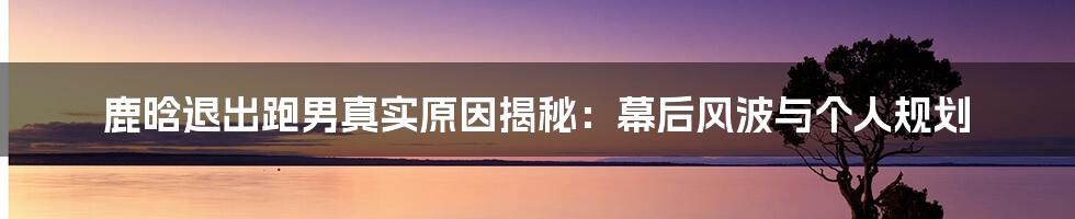 鹿晗退出跑男真实原因揭秘：幕后风波与个人规划