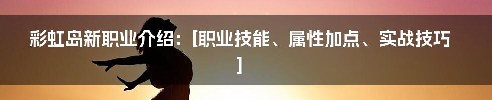 彩虹岛新职业介绍：[职业技能、属性加点、实战技巧]