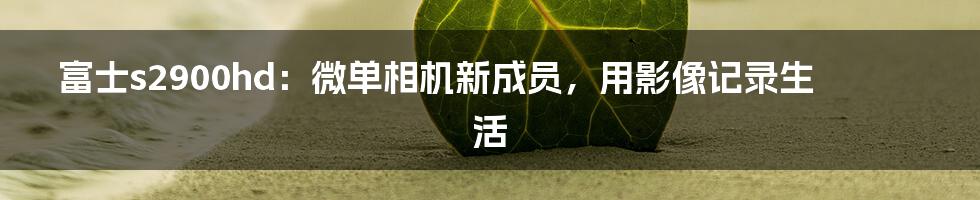 富士s2900hd：微单相机新成员，用影像记录生活