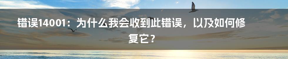 错误14001：为什么我会收到此错误，以及如何修复它？