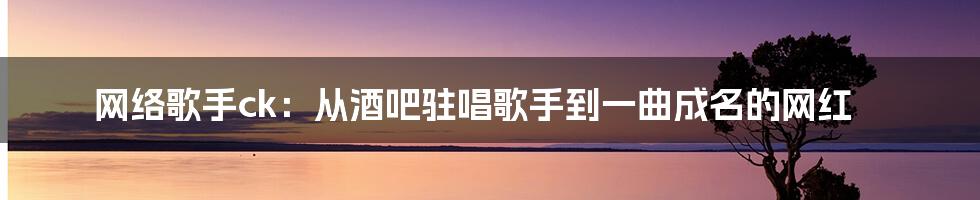 网络歌手ck：从酒吧驻唱歌手到一曲成名的网红