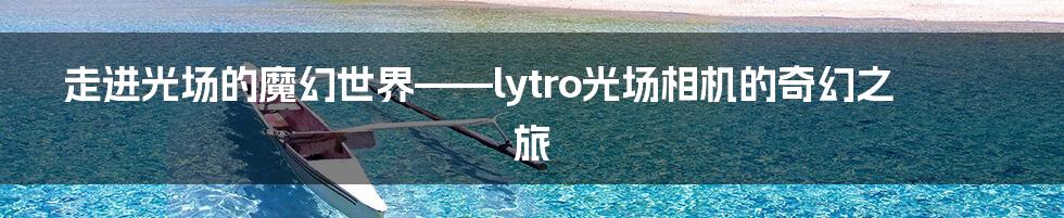 走进光场的魔幻世界——lytro光场相机的奇幻之旅