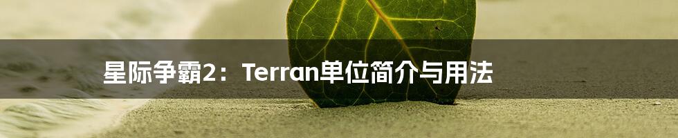 星际争霸2：Terran单位简介与用法