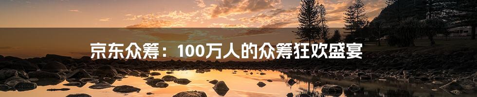 京东众筹：100万人的众筹狂欢盛宴