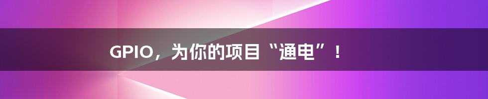 GPIO，为你的项目“通电”！