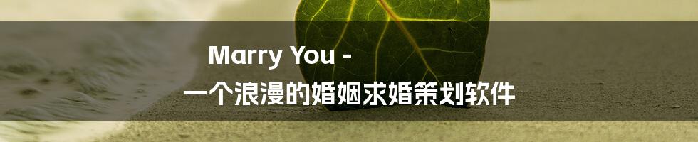 Marry You - 一个浪漫的婚姻求婚策划软件