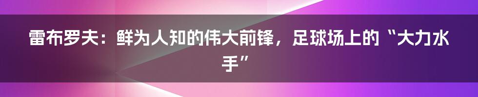 雷布罗夫：鲜为人知的伟大前锋，足球场上的“大力水手”