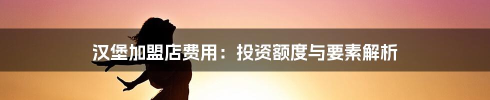 汉堡加盟店费用：投资额度与要素解析