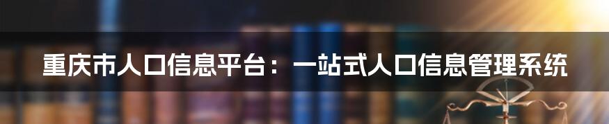 重庆市人口信息平台：一站式人口信息管理系统