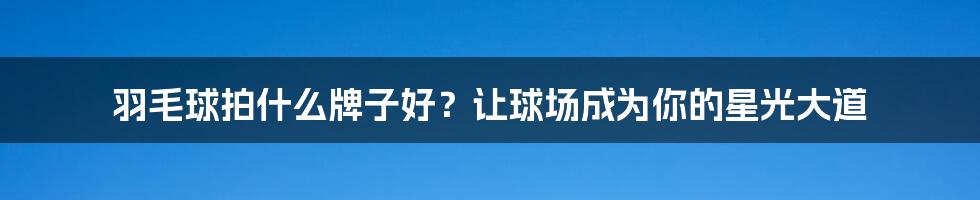 羽毛球拍什么牌子好？让球场成为你的星光大道